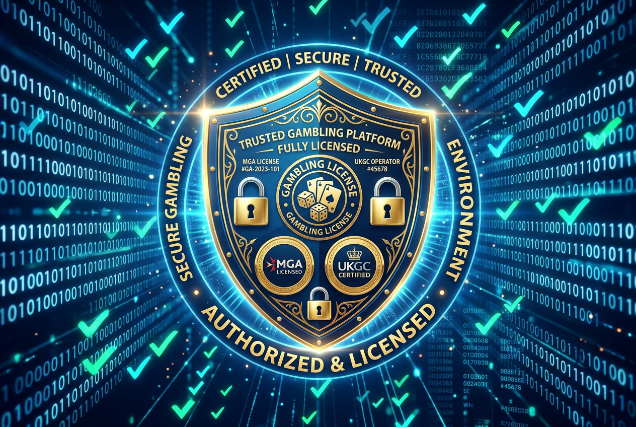 Visual representation of gambling security and license certification